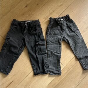 Kids Black denim Cargo and Elastic-Waist Jeans - 2 Pack gb girls and Zara